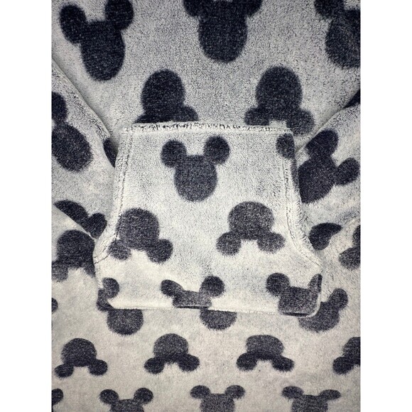 Disney Mickey Mouse Sherpa Hoodie Blanket Sweatshirt Small Gray Fleece - Picture 4 of 8